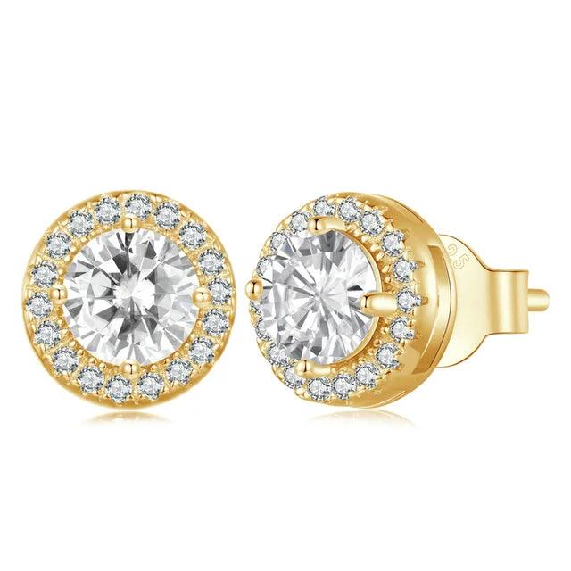 Dazzling CZ Halo Stud Earrings - Elevate and Beyond