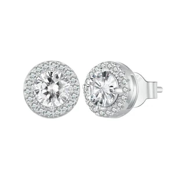 Dazzling CZ Halo Stud Earrings - Elevate and Beyond