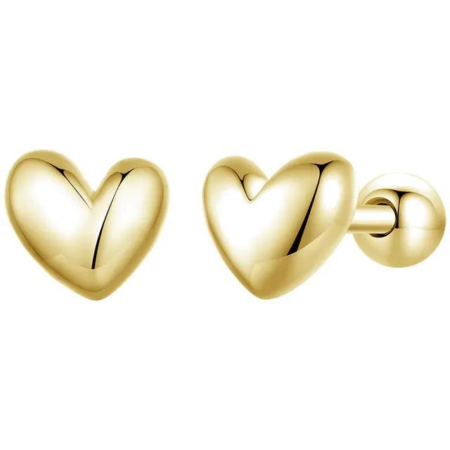 Heart Screw-Back Stud Earrings - Elevate and Beyond