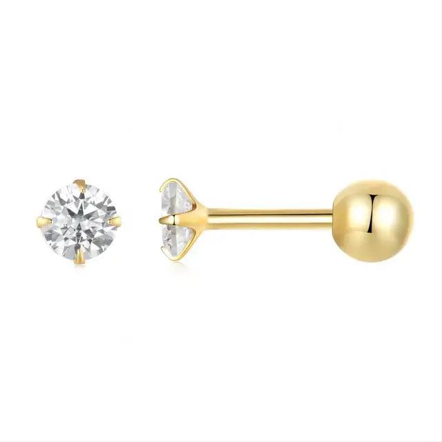 Classic CZ Screw-Back Stud Earrings - Elevate and Beyond