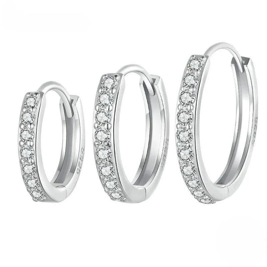 Elegant 925 Sterling Silver CZ Hoop Earrings - Elevate and Beyond