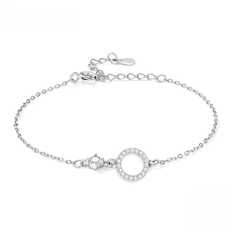 Elegant 925 Sterling Silver CZ Circle Charm Bracelet - Elevate and Beyond