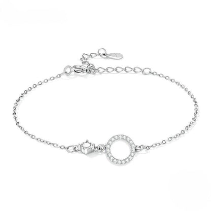 Elegant 925 Sterling Silver CZ Circle Charm Bracelet - Elevate and Beyond