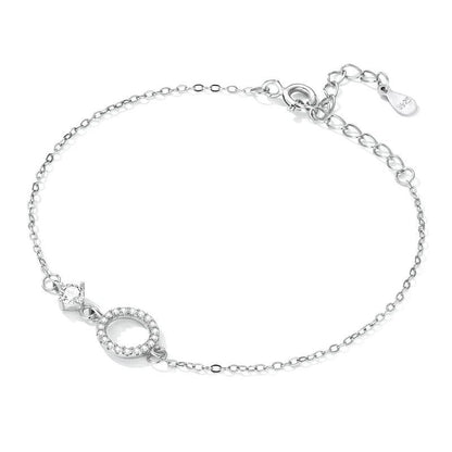 Elegant 925 Sterling Silver CZ Circle Charm Bracelet - Elevate and Beyond