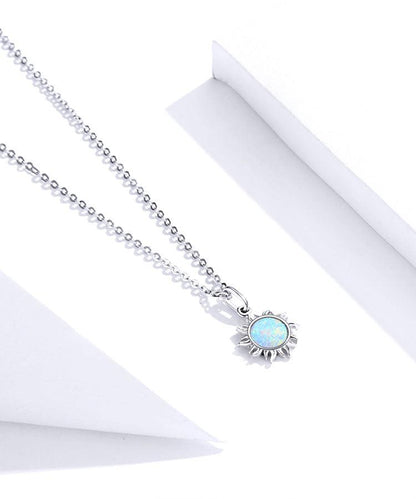 925 Sterling Silver Sun Pendant Necklace with Opal - Elevate and Beyond