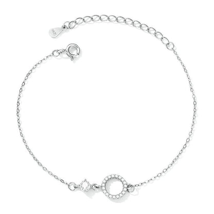 Elegant 925 Sterling Silver CZ Circle Charm Bracelet - Elevate and Beyond