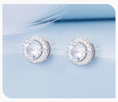 Dazzling CZ Halo Stud Earrings - Elevate and Beyond