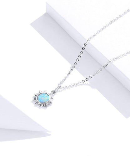 925 Sterling Silver Sun Pendant Necklace with Opal - Elevate and Beyond