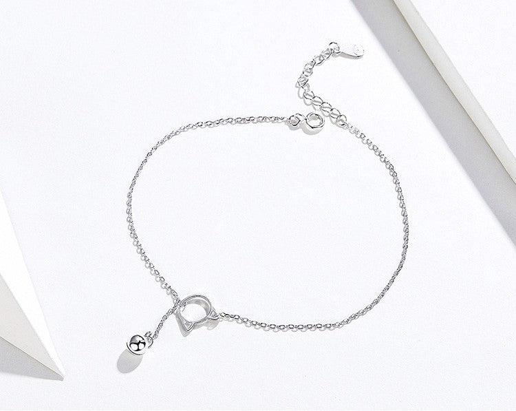 Delicate 925 Sterling Silver Cat Charm Anklet with Bell - Elevate and Beyond