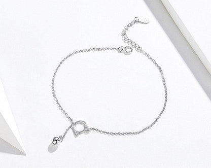 Delicate 925 Sterling Silver Cat Charm Anklet with Bell - Elevate and Beyond