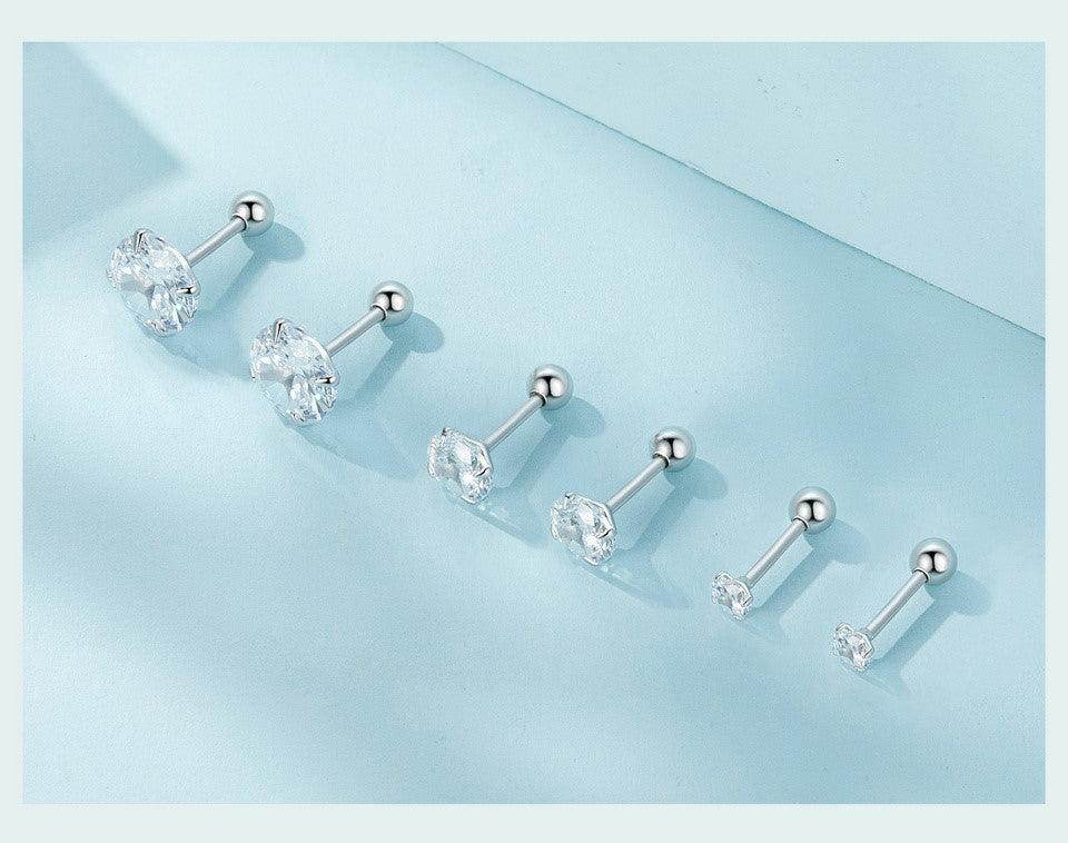 Classic CZ Screw-Back Stud Earrings - Elevate and Beyond