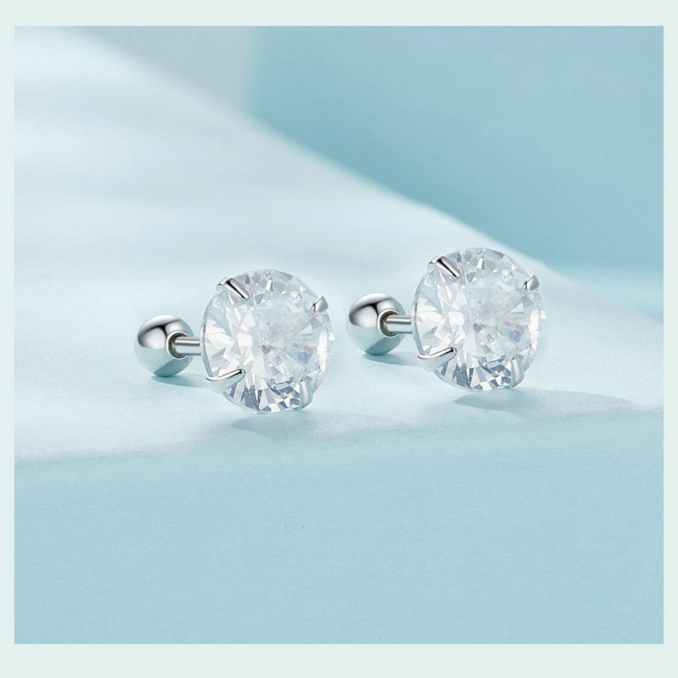 Classic CZ Screw-Back Stud Earrings - Elevate and Beyond