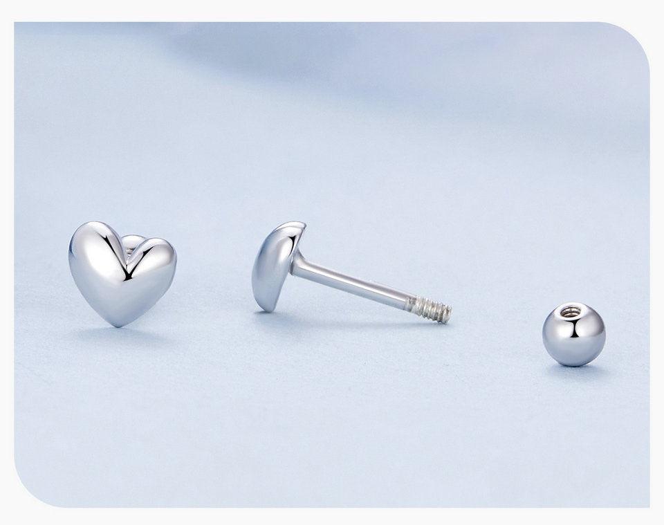 Heart Screw-Back Stud Earrings - Elevate and Beyond