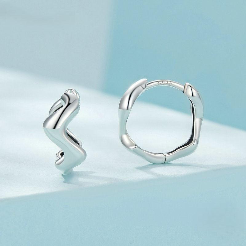 Bold 925 Sterling Silver Wavy Hoop Earrings - Elevate and Beyond