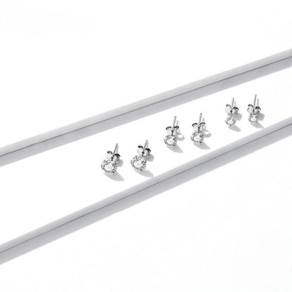 3-Pair Set of 925 Sterling Silver CZ Stud Earrings - Elevate and Beyond