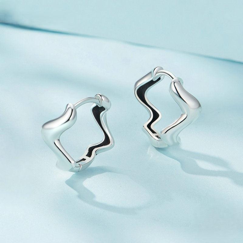 Bold 925 Sterling Silver Wavy Hoop Earrings - Elevate and Beyond