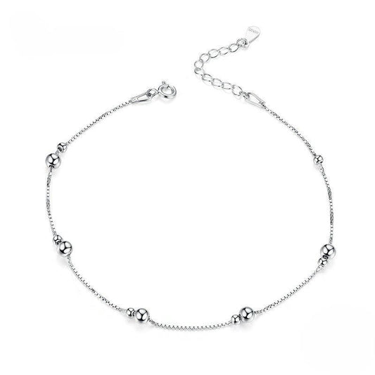 Elegant Sterling Silver Beaded Anklet - Elevate and Beyond