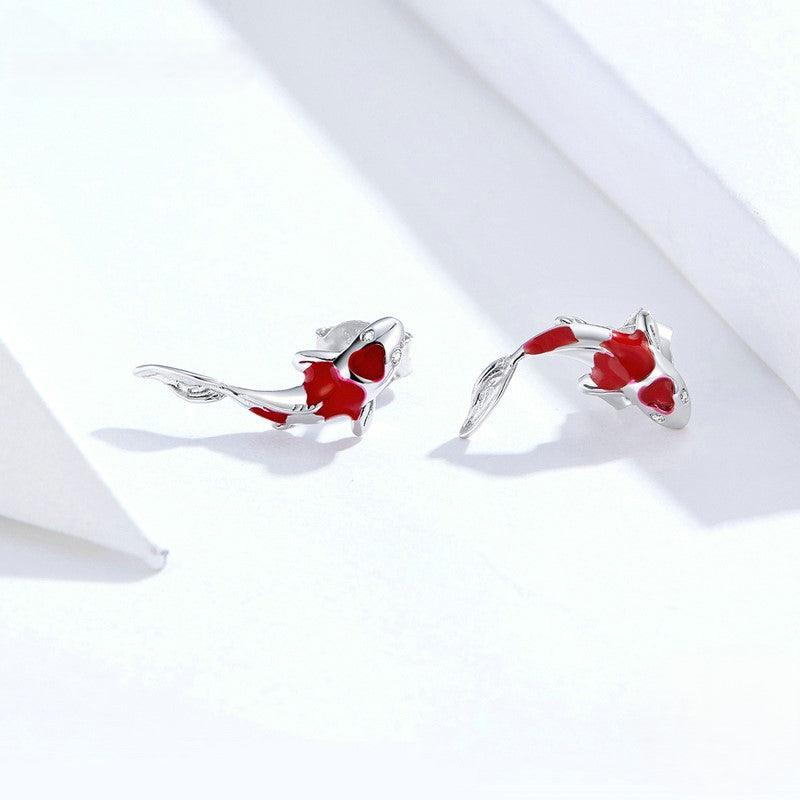 Unique 925 Sterling Silver Koi Fish Earrings - Elevate and Beyond