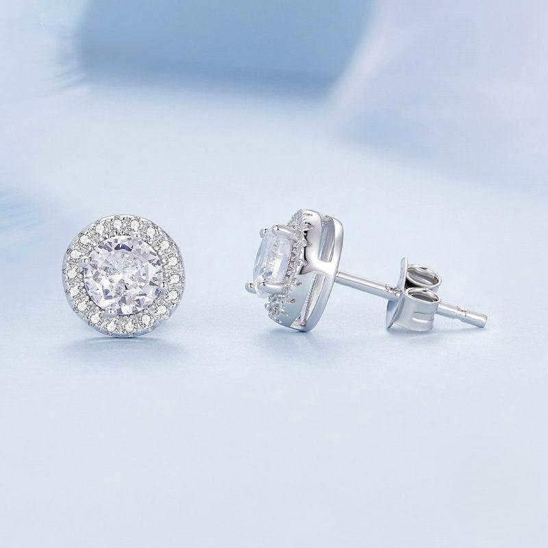 Dazzling CZ Halo Stud Earrings - Elevate and Beyond