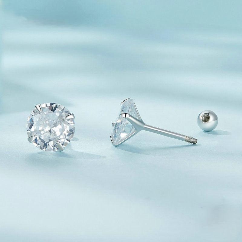 Classic CZ Screw-Back Stud Earrings - Elevate and Beyond