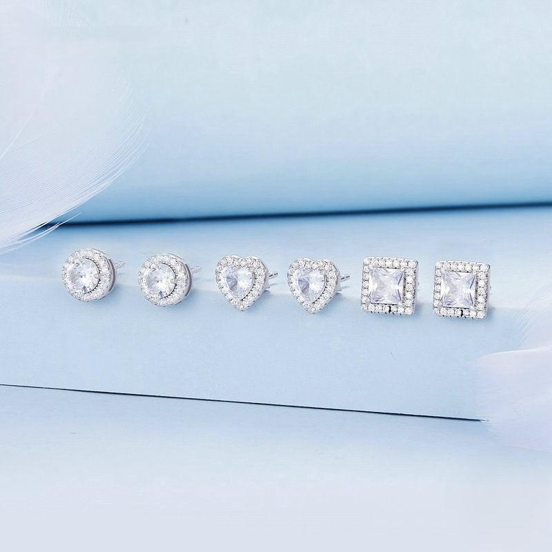 Dazzling CZ Halo Stud Earrings - Elevate and Beyond