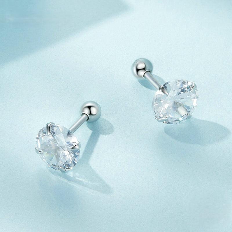 Classic CZ Screw-Back Stud Earrings - Elevate and Beyond