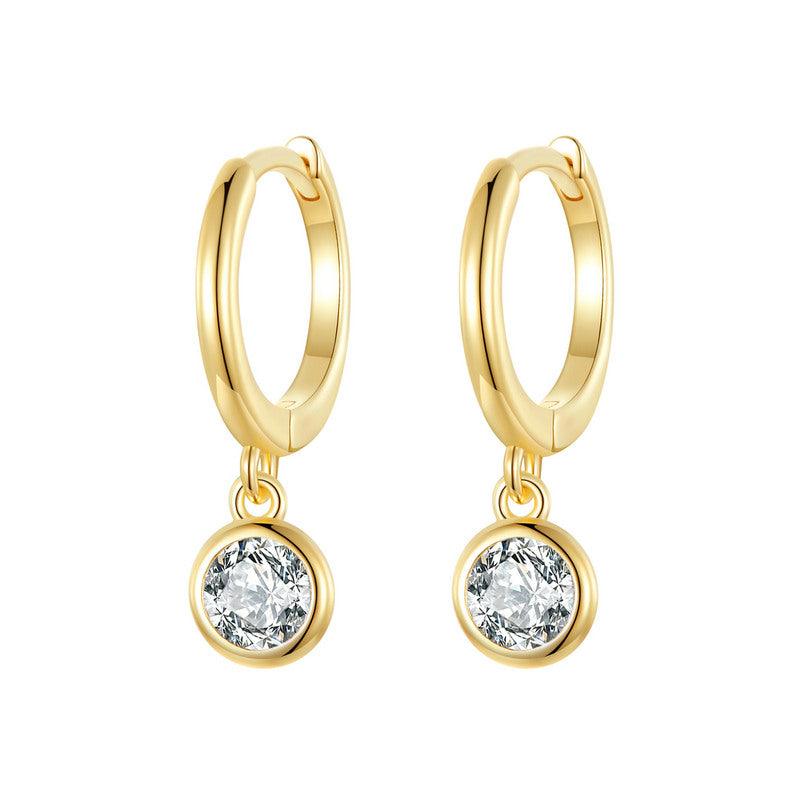 925 Sterling Silver Drop Hoop Earrings with Dazzling CZ Charm - Elevate and Beyond