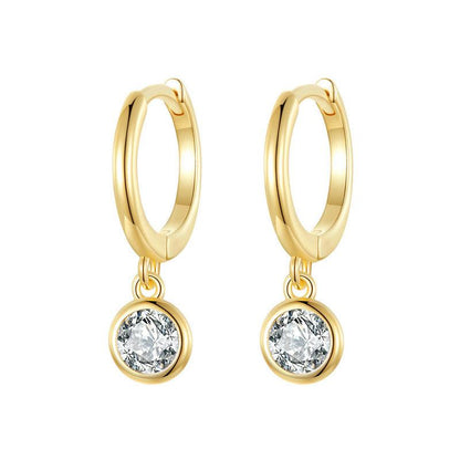 925 Sterling Silver Drop Hoop Earrings with Dazzling CZ Charm - Elevate and Beyond