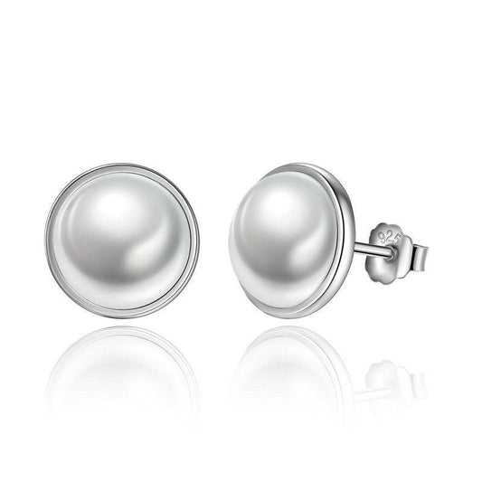 Classic 925 Sterling Silver Pearl Stud Earrings - Elevate and Beyond