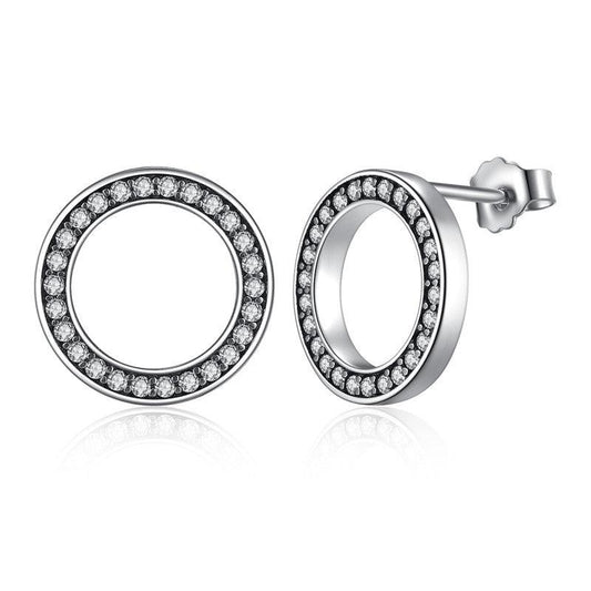 Elegant 925 Sterling Silver Circle Stud Earrings - Elevate and Beyond