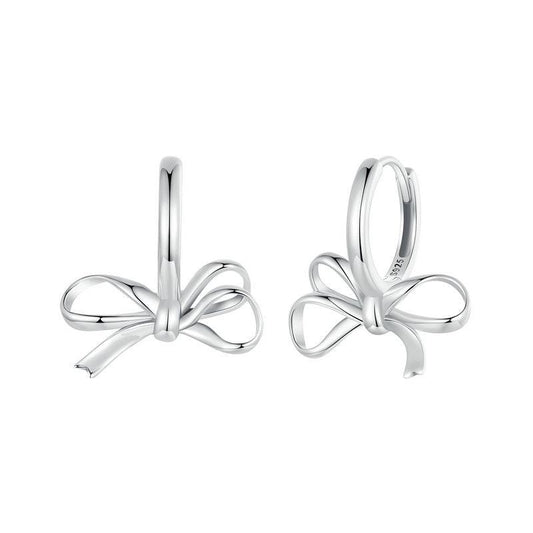 Whimsical 925 Sterling Silver Bow Earrings - Elevate and Beyond