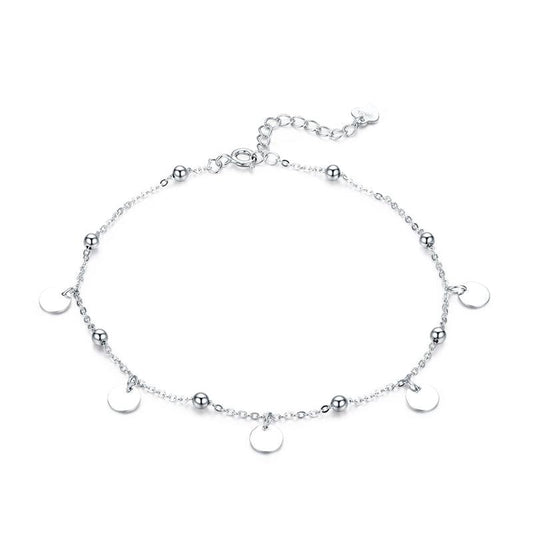 925 Sterling Silver Anklet with Disc Charms - Elevate and Beyond