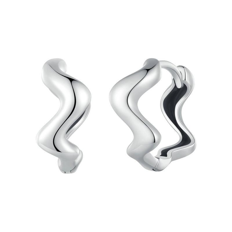 Bold 925 Sterling Silver Wavy Hoop Earrings - Elevate and Beyond