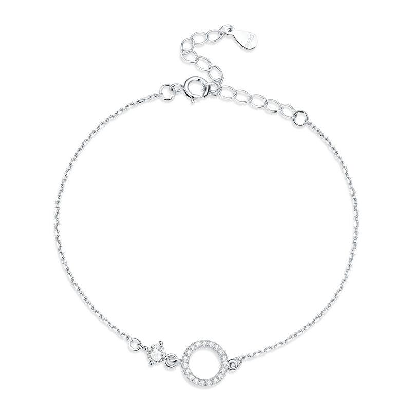 Elegant 925 Sterling Silver CZ Circle Charm Bracelet - Elevate and Beyond