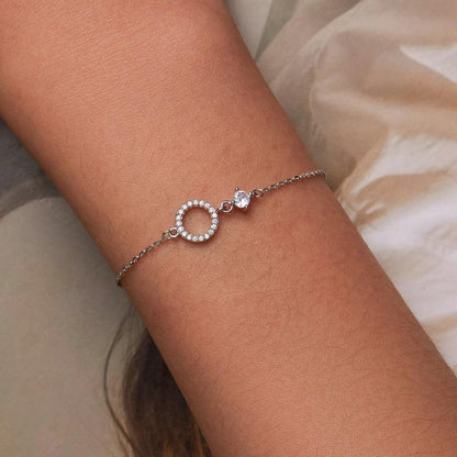 Elegant 925 Sterling Silver CZ Circle Charm Bracelet - Elevate and Beyond