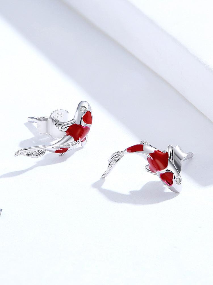 Unique 925 Sterling Silver Koi Fish Earrings - Elevate and Beyond